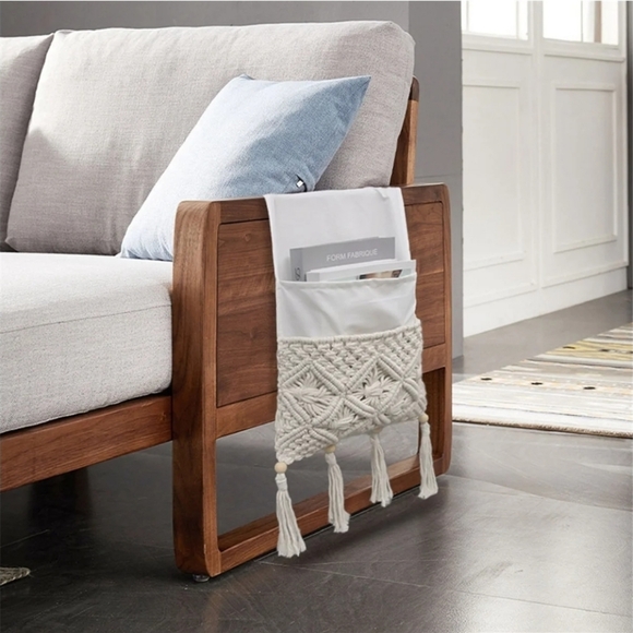 Macrame Sofa Remote Control Holder Couch Bedside Armchair Storage Basket Bag. - Picture 4 of 10